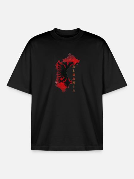 Albania - Boxy Heavyweight Unisex Organic T-Shirt by Stanley/Stella - black