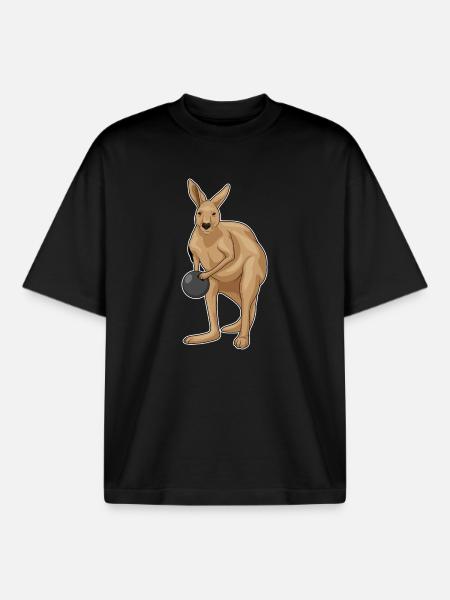 Kangaroo Bowling Bowling Ball - Boxy Heavyweight Unisex Organic T-Shirt by Stanley/Stella - black
