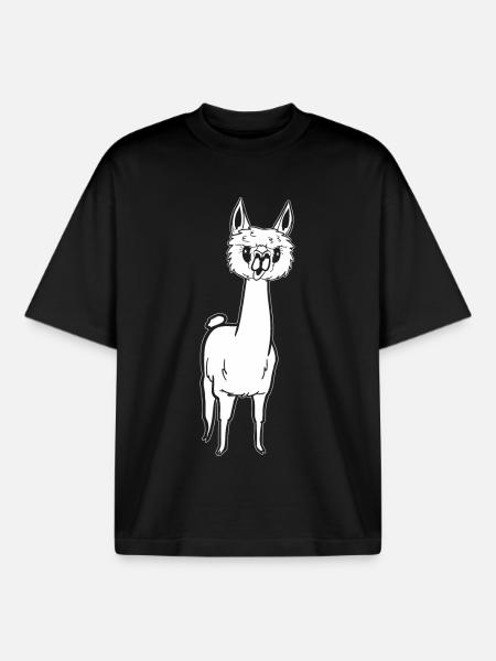 Alpaga, espiègle et sucré - T-shirt unisexe boxy épais biologique Stanley/Stella - noir
