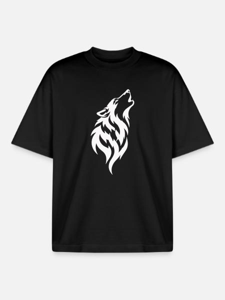 Wolf Silhouette - Boxy Heavyweight Unisex Organic T-Shirt by Stanley/Stella - black