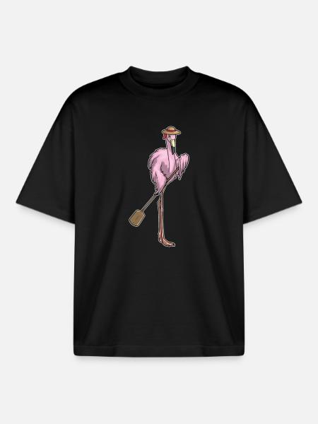 Flamingo Paddle - Boxy Heavyweight Unisex Organic T-Shirt by Stanley/Stella - black