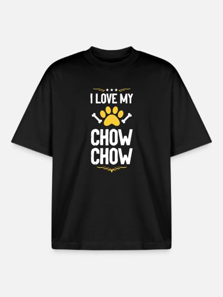 Chow Chow Love Shirt - Boxy Heavyweight Unisex Organic T-Shirt by Stanley/Stella - black