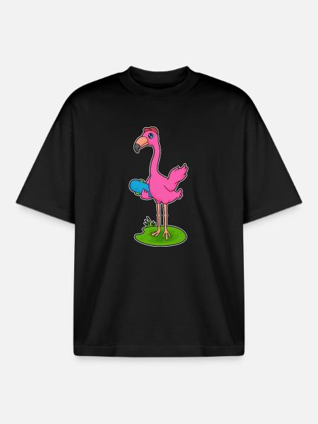 Flamingo Skater Skateboard - T-shirt unisexe boxy épais biologique Stanley/Stella - noir