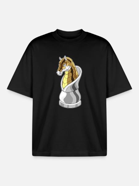 Pferd Schachfigur Springer Schach - Boxy Heavyweight Unisex Organic T-Shirt von Stanley/Stella - Schwarz