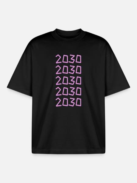 Millésime 2030 - T-shirt unisexe boxy épais biologique Stanley/Stella - noir