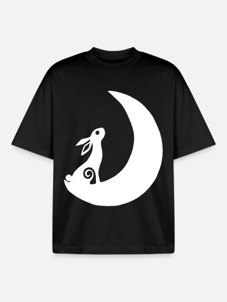 A rabbit on the moon - Boxy Heavyweight Unisex Organic T-Shirt by Stanley/Stella - black