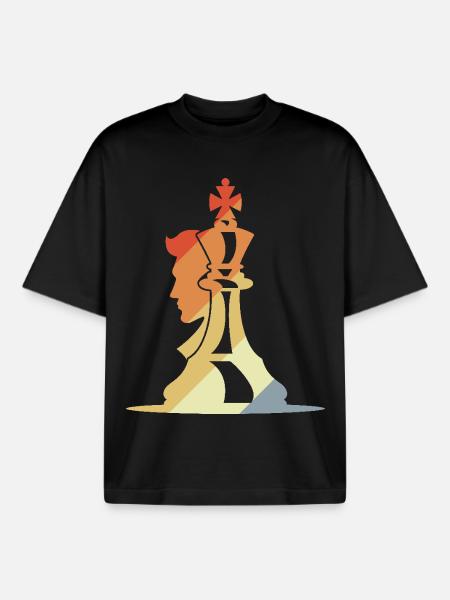 Chess Player Sketch Retro - Boxy Heavyweight Unisex Organic T-Shirt by Stanley/Stella - black