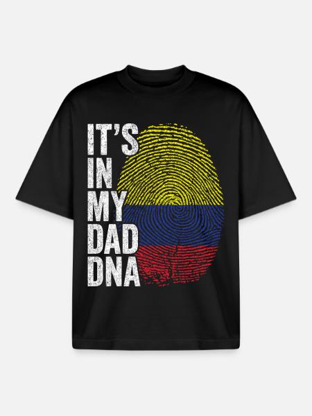 Drapeau Colombie Empreinte Papa Colombien - T-shirt unisexe boxy épais biologique Stanley/Stella - noir