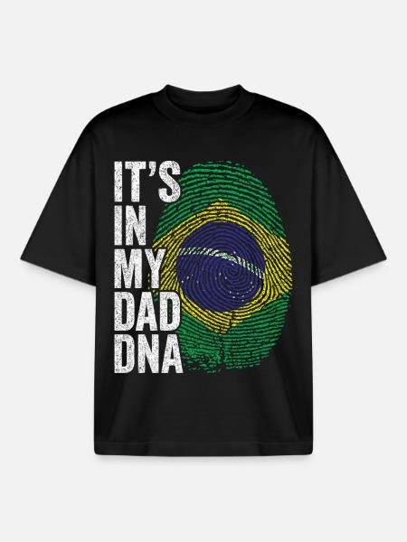 Drapeau Brésil Empreinte Papa Brésilien - T-shirt unisexe boxy épais biologique Stanley/Stella - noir