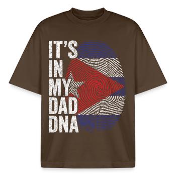Cuba Flag Cuban Dad Footprint - Boxy Heavyweight Unisex Organic T-Shirt by Stanley/Stella - mocha - Front - AI Model Male 185 light (185cm) & AI Model Female 172 dark (172cm)