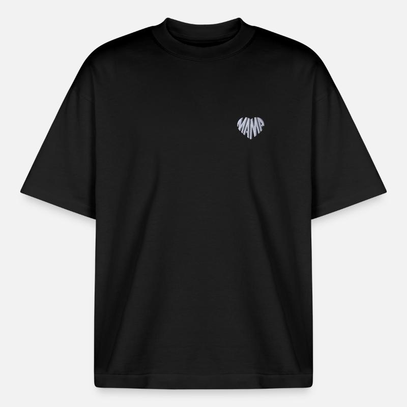 Corazón de mamá bordado blanco - Camiseta unisex boxy orgánica de Stanley/Stella - negro