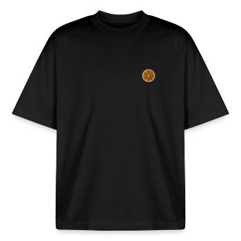 Orange bestickt - Boxy Heavyweight Unisex Organic T-Shirt von Stanley/Stella - Schwarz - Vorne - AI Model Male 185 light (185cm) & AI Model Female 172 dark (172cm)