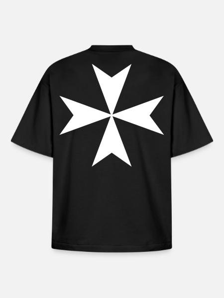 Croix de Malte - T-shirt unisexe boxy épais biologique Stanley/Stella - noir