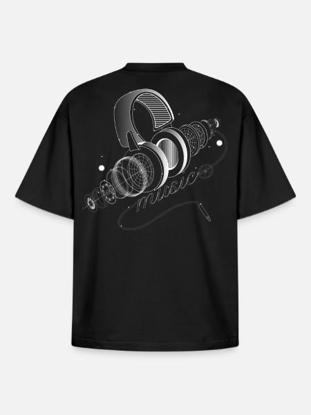 Items of headphones - Boxy Heavyweight Unisex Organic T-Shirt by Stanley/Stella - black