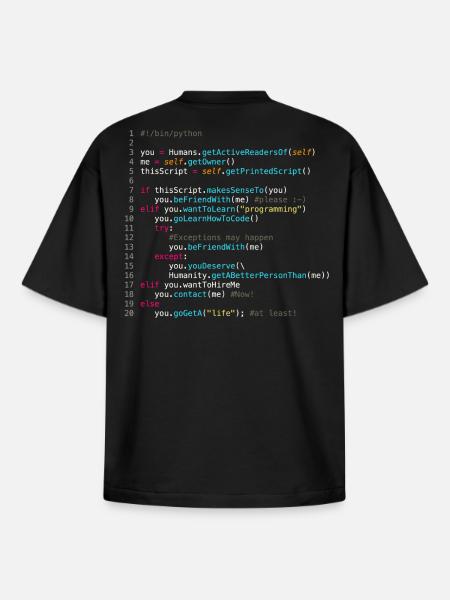 Sei mit Programmierern befreundet (in Python) - Boxy Heavyweight Unisex Organic T-Shirt von Stanley/Stella - Schwarz