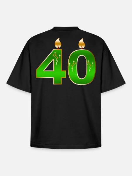 Emerald Forty Birthday Candles - Boxy Heavyweight Unisex Organic T-Shirt by Stanley/Stella - black