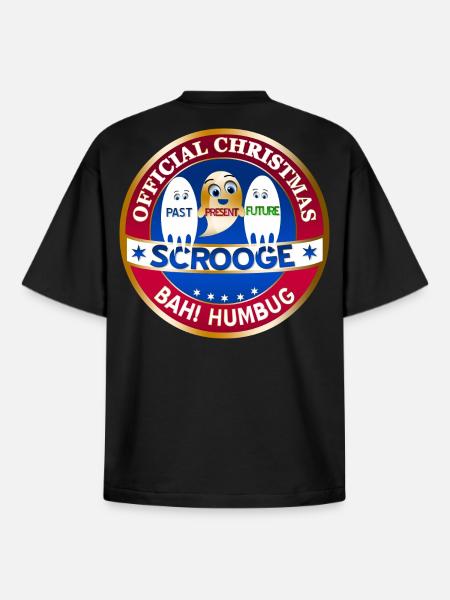 Scrooge Past Present Future Badge - Boxy Heavyweight Unisex Organic T-Shirt by Stanley/Stella - black