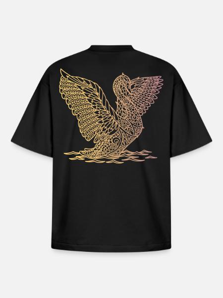 landing swan - Boxy Heavyweight Unisex Organic T-Shirt by Stanley/Stella - black