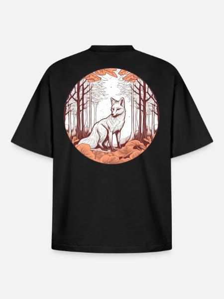 Fuchs im Herbstwald Illustration - Boxy Heavyweight Unisex Organic T-Shirt von Stanley/Stella - Schwarz