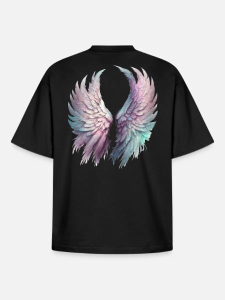 Ethereal Pastel Wings - Boxy Heavyweight Unisex Organic T-Shirt by Stanley/Stella - black