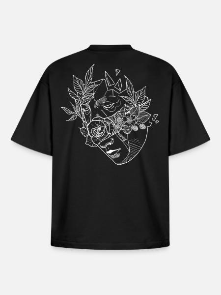 Flower Mask 2 - Boxy Heavyweight Unisex Organic T-Shirt by Stanley/Stella - black