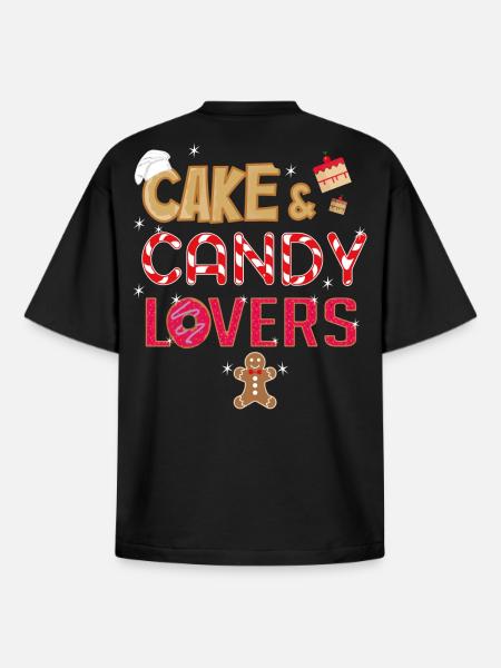 Cake & Candy Lovers T-Shirt - Boxy Heavyweight Unisex Organic T-Shirt by Stanley/Stella - black