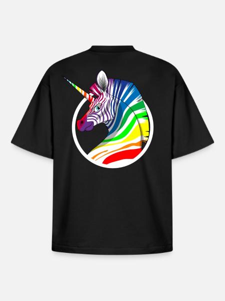 Regenbogen Einhorn Zebra - Boxy Heavyweight Unisex Organic T-Shirt von Stanley/Stella - Schwarz