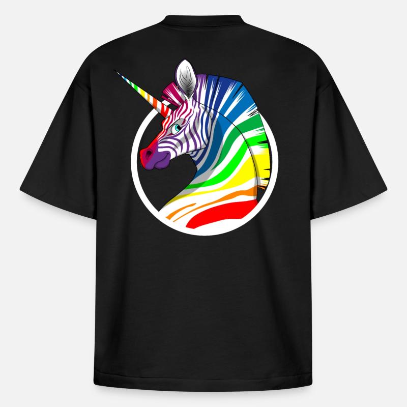 Regenbogen Einhorn Zebra - Boxy Heavyweight Unisex Organic T-Shirt von Stanley/Stella - Schwarz