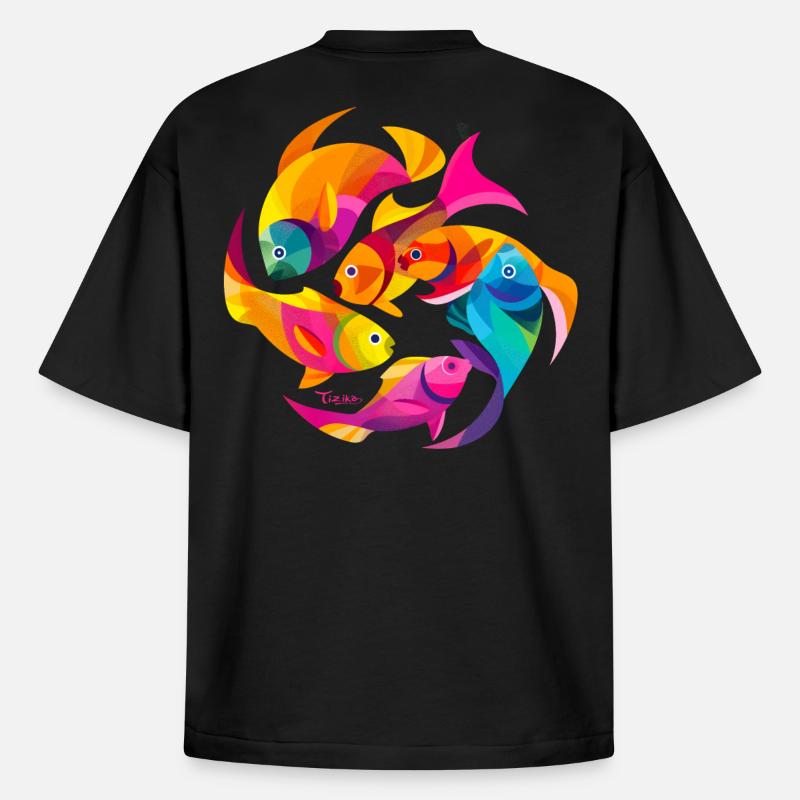 Couleurs tropicales - T-shirt unisexe épais coupe boxy Stanley/Stella - noir