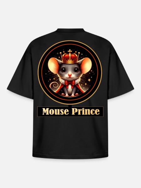 Mouse Prince King Magic - Boxy Heavyweight Unisex Organic T-Shirt by Stanley/Stella - black