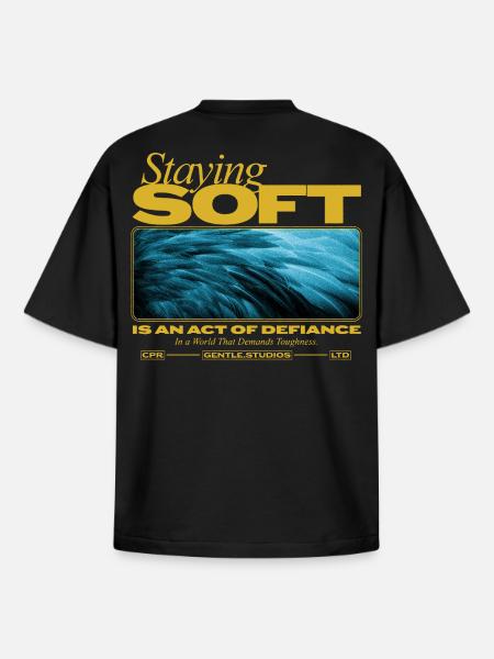 Staying Soft – Power in Gentleness - Boxy Heavyweight Unisex Organic T-Shirt by Stanley/Stella - black