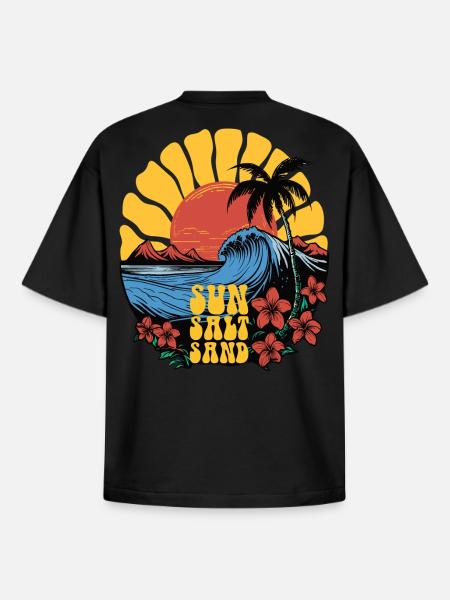 Sun, Salt, Sand! Beach Shirt! - Boxy Heavyweight Unisex Organic T-Shirt by Stanley/Stella - black