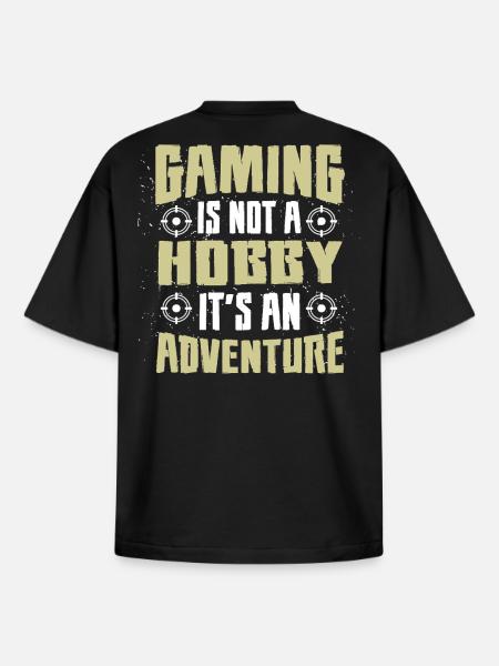 Gaming Hobby Adventure Motif - Boxy Heavyweight Unisex Organic T-Shirt by Stanley/Stella - black