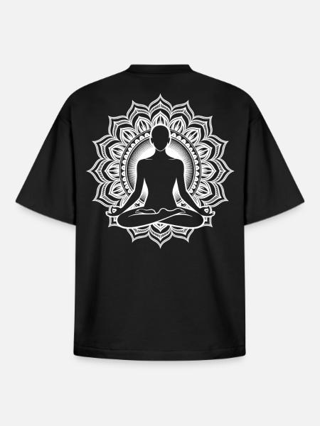 Chakra de méditation - T-shirt unisexe boxy épais biologique Stanley/Stella - noir