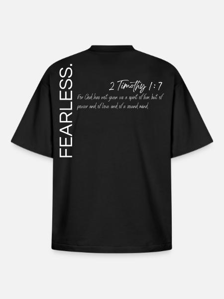Fearless - 2 Timothy 1:7 Christian Design - Boxy Heavyweight Unisex Organic T-Shirt by Stanley/Stella - black