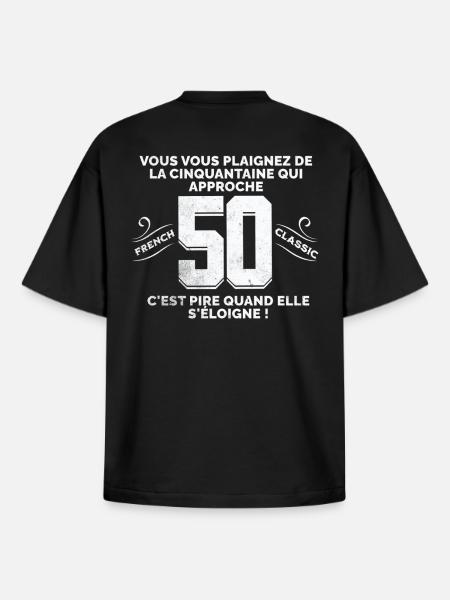 50 Years of Humorous Approach - Boxy Heavyweight Unisex Organic T-Shirt by Stanley/Stella - black