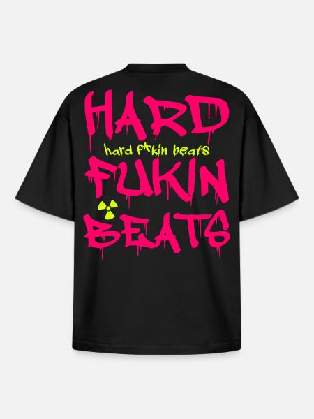 Hard Fukin Beats Graffiti Tee - Boxy Heavyweight Unisex Organic T-Shirt by Stanley/Stella - black