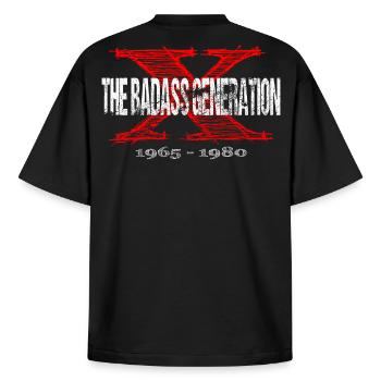 Generation X 1965 1980 Retro - Boxy Heavyweight Unisex Organic T-Shirt von Stanley/Stella - Schwarz - Hinten - AI Model Male 185 light (185cm)