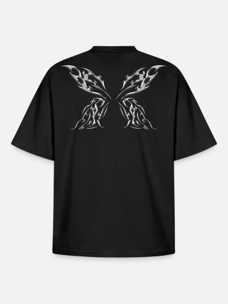 Butterfly Wings Metallic Tribal - Boxy Heavyweight Unisex Organic T-Shirt by Stanley/Stella - black