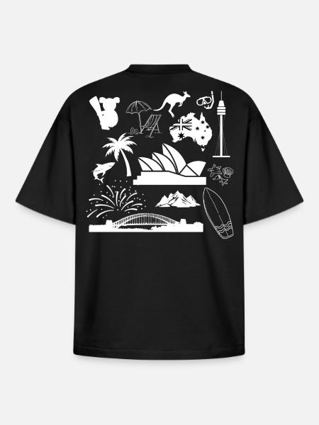 Sydney in symbols (white) - Boxy Heavyweight Unisex Organic T-Shirt by Stanley/Stella - black