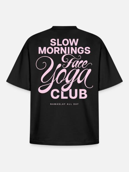 Slow Mornings Face Yoga Club - Boxy Heavyweight Unisex Organic T-Shirt by Stanley/Stella - black