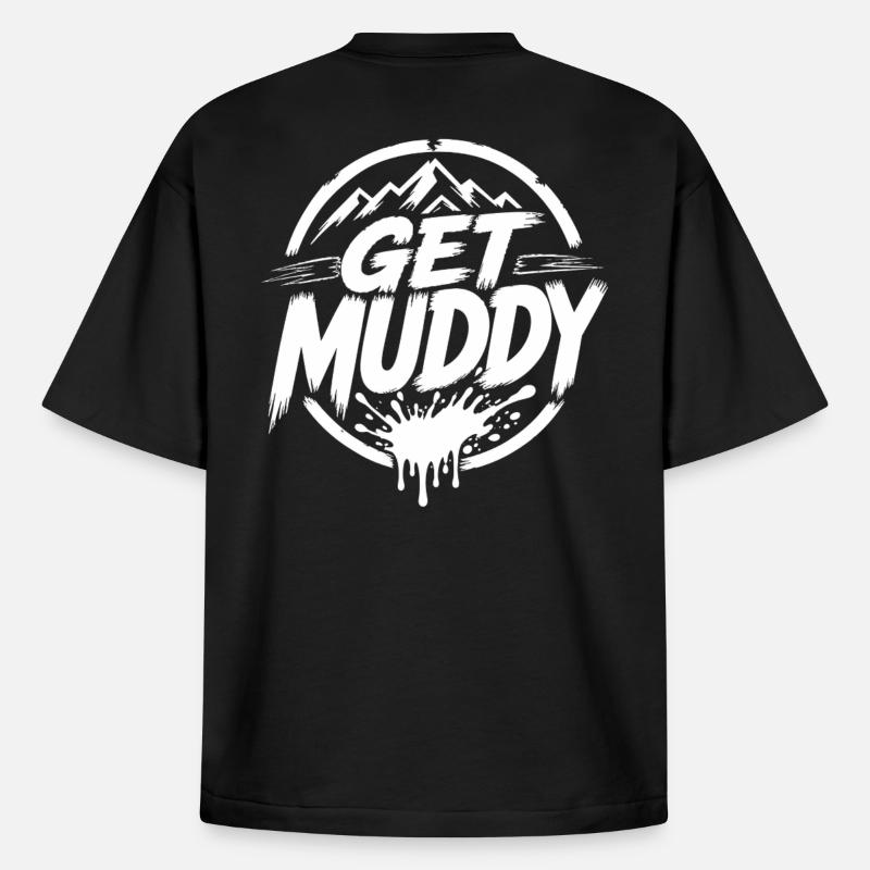 Get Muddy - White Logo  - Boxy Heavyweight Unisex Organic T-Shirt von Stanley/Stella - Schwarz