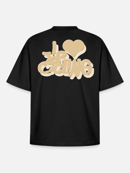 I_love_Cycling_beige - Boxy Heavyweight Unisex Organic T-Shirt by Stanley/Stella - black