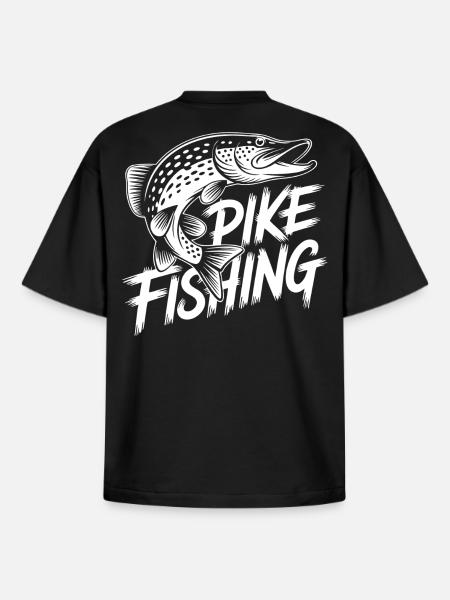 Pike Angler Motif - Boxy Heavyweight Unisex Organic T-Shirt by Stanley/Stella - black