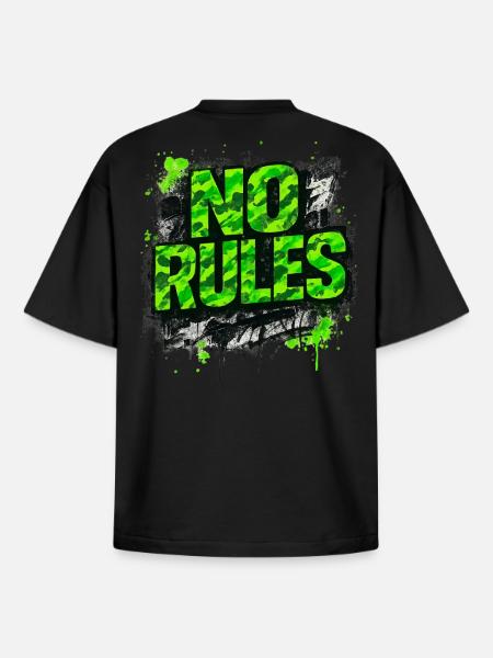 No Rules Graffiti Saying Camouflage Neon - Boxy Heavyweight Unisex Organic T-Shirt by Stanley/Stella - black