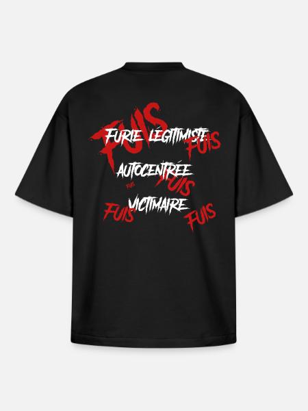 Graffiti Rouge et Blanc Fracturé - T-shirt unisexe boxy épais biologique Stanley/Stella - noir