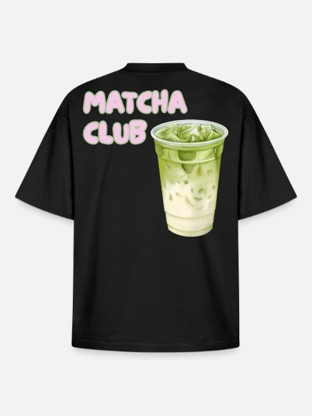 Matcha Club Latte Graphic - Boxy Heavyweight Unisex Organic T-Shirt by Stanley/Stella - black