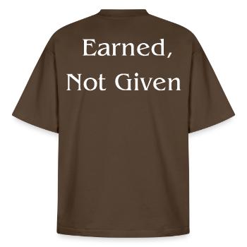 Earned, Not Given l LateNightGrind - Boxy Heavyweight Unisex Organic T-Shirt by Stanley/Stella - mocha - Back - AI Model Male 185 light (185cm)