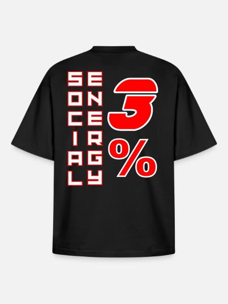 Énergie sociale 3 % - Boldi Graphics - T-shirt unisexe boxy épais biologique Stanley/Stella - noir