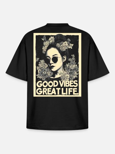 Vibes great Life tattoo - Boxy Heavyweight Unisex Organic T-Shirt by Stanley/Stella - black